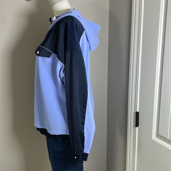 Athleta Zion Microfleece Half Zip Hooded Yoga Recycled Midweight Blue Sz L - Picture 7 of 14